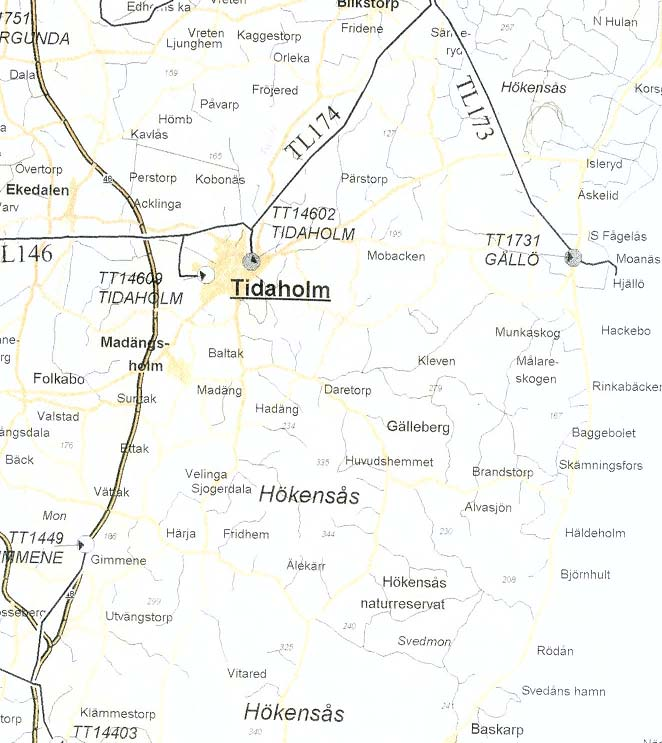 Befintligt regionnät Regionnätet i området ägs av Vattenfall Eldistribution AB Områdeskoncession innehas av Tidaholm Energi Vattenfall Eldistribution