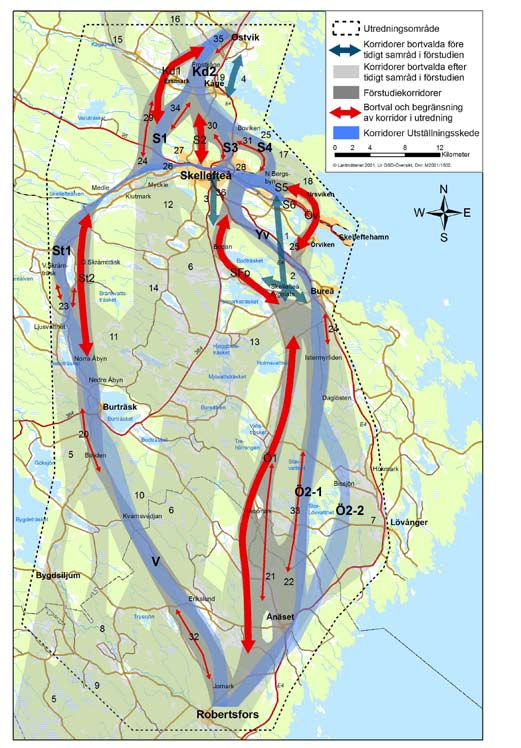 Norrbotniabanan järnvägsutredning 120 Utställningshandling 8.10 Bortvalda alternativ inför utställning Alternativ som är bortvalda i detta skede finns beskrivna i kapitel 8.6-8.