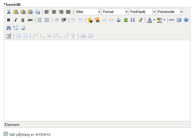 Texteditor och HTML-redigerare CMS Made Simple använder sig av en texteditor och HTML-redigerare kallad TinyMCE och liknar en vanlig ordbehandlare.