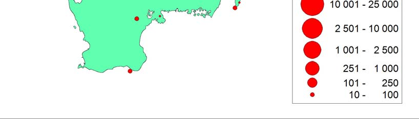 Fig. 3. Sädgåsens utbredning i södra Sverige vid inventeringen i oktober 212. The distribution of Bean Geese in southern Sweden at the census in October 212.