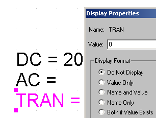 Placera komponenter, E Dubbelklicka på DC för att sätta värdet till 20.