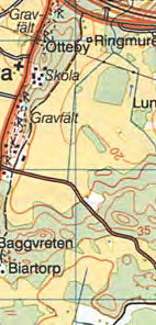 Fig. 1. Utdrag ur Lantmäteriets Terrängkarta, blad 604 Eskilstuna, med utredningsområdet markerat. Skala 1:50 000.