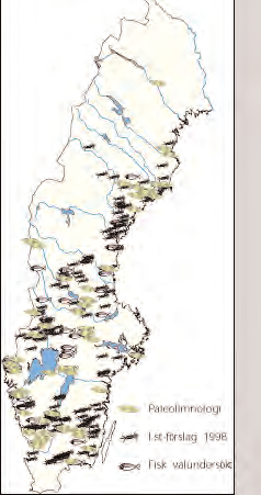 Figur 21. Innehåll och tidsutveckling av den regionala kalkeffektuppföljningen av vattenkemi i sjöar och vattendrag. Stora diagrammet visar totala antalet mätvärden för varje variabel.