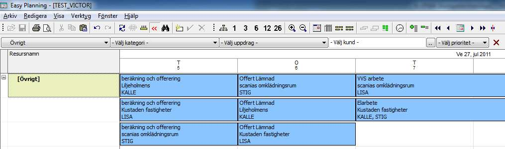 Visa text på rad 2 och 3 i staplar I resursvyn och kalendervyn kan man visa text på rad 2 och 3 i staplarna. För att kunna visa text måste man öka radhöjden i resursvyn.