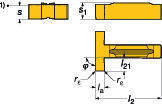 PARTNG AND GROOVNG CoroCut 1- and 2-edge AVSTCKNNG OC SPÅRSVARVNNG CoroCut 1-2-egg Skär CoroCut 1-2 eggar Ämnen 0 ämnen 90 ämnen 45 ämnen T-form Toleranser, (in.): 1) Skäreggshöjd a l ±0-10 (±.