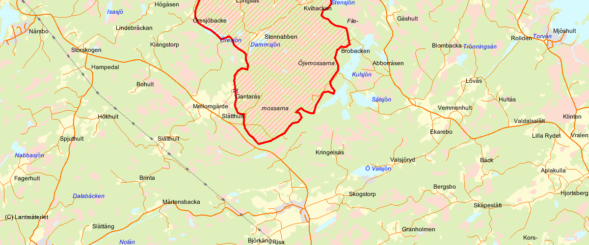 Länsstyrelsens bedömning Västgöta fjällar är en stor, värdefull skogsmyrmosaik med västligt präglade myrar. Gränsen är justerad efter VMI-, sumpskogs- och nyckelbiotopsobjekt.