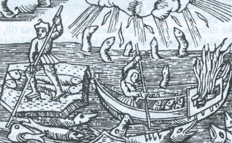 Ostens historia i Sverige och att man använde sig av eldsken för att locka upp fisken. Detta gällde enlige Olaus Magnus ål och gädda.