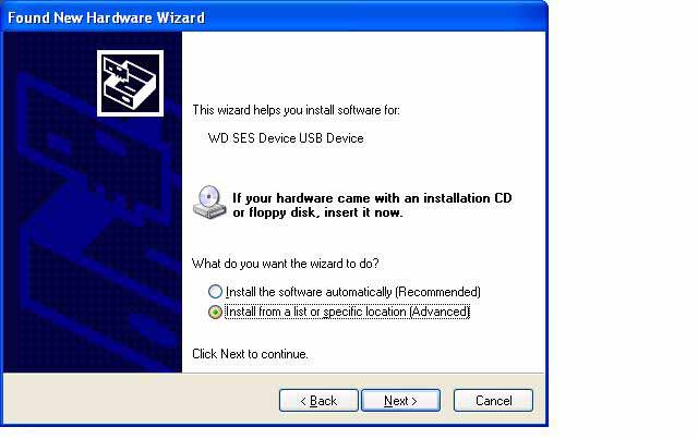 Installera drivrutinen manuellt MY PASSPORT Om datorn inte är uppkopplad till Internet, installera drivrutinen manuellt: 1.
