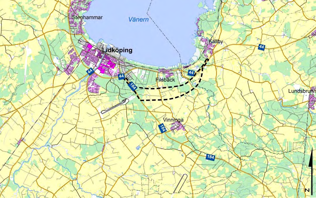 1 Sammanfattning Riksväg 44 är en viktig regional led som kopplar samman vägarna E6 i sydväst vid Uddevalla och E20 i nordöst vid Götene.