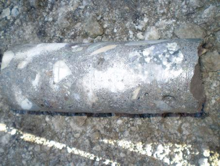 Figur G. Vidhäftningsprov mellan betong och berg vid monolit 4.
