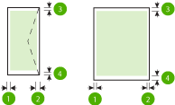 Papper (1) Vänstermarginal (2) Högermarginal (3) Marginal i överkanten (4) Marginal i nederkanten U.S.
