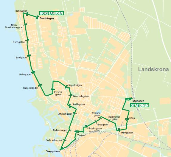 Trafiksatsningar Landskrona linje 5 (Skeppsbron - Stationen) Landskrona linje 5: Utökning till 30-minuterstrafik