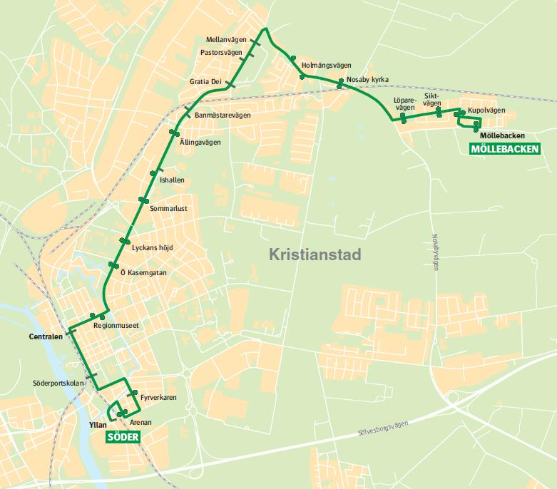 Trafiksatsningar Kristianstad linje 3 (Söder Möllebacken) Kristianstad linje 3: