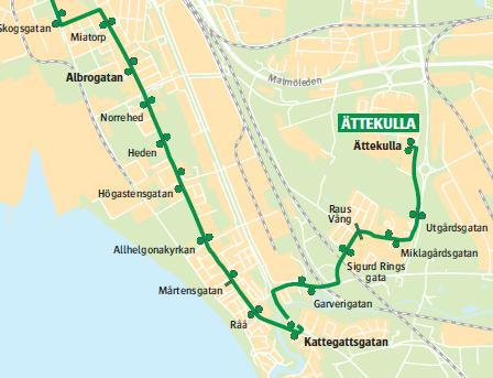 Trafiksatsningar Helsingborg linje 1 och 2 (Råå / Ättekulla) Helsingborg linje 1 och 2: Förändrad linjesträckning i södra