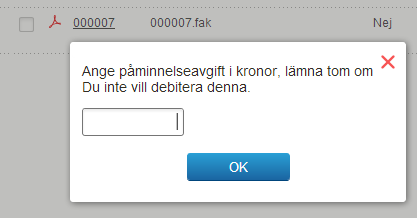 Markera fakturor som betalade Klicka i kryssrutan till vänster om fakturorna som ska markeras som betalda och klicka på knappen med texten Betalade.