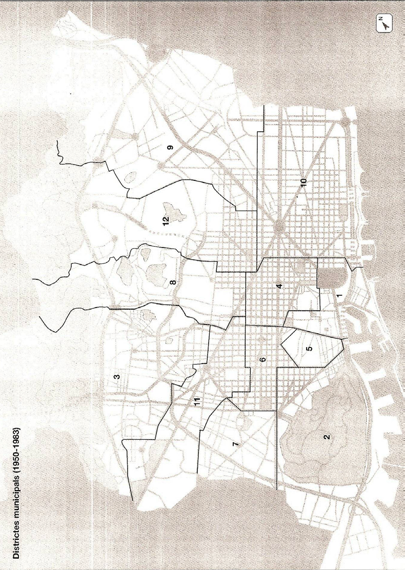 Bilaga 5, Barcelonas distriktsuppdelning, 1950-1983 Källa: Els