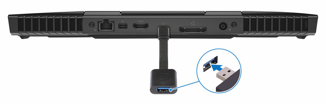 5 Anslut Oculus Rift-spåraren till USB Type-A porten på den vänstra sidan av datorn.