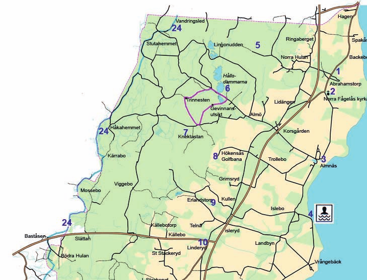 Utflyktsmål i Fågelås 1. Jättestenen vid Abrahamstorp 2. Norra Fågelås kyrka 3. Almnäs 4. Badplatsen vid Storebro 5. Brissanders 6. Hållsdammarna 7. Knektastan 8. Hökensås golfbana 9.