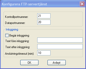 Markera Webbserver och välj redigera Portnummer 80 behöver ej ändras Kontonamn är till för att skydda webbserveråtkomst.
