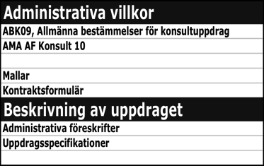 Ger en form av skyddsnät Översikt över standarddokument som stödjer upphandlingen av konsultuppdrag 1 För uppdrag preciserat i samråd, gäller följande.