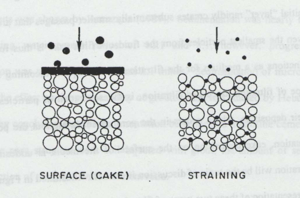 Figur 4.5 En illustration av två olika typer av filtrering av bruket. Från Schwarz (1997).