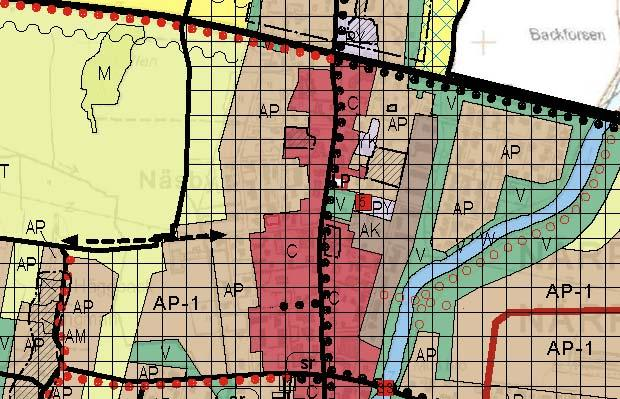 Bild. Utdrag ur landsapsplanen. Generalplan En ny delgeneralplan öer Närpes cenum är under uppgörande.