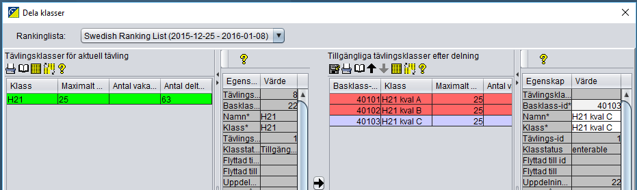 Kval vid SM-tävlingar - OLA Justera klassnamn och ID OBS!