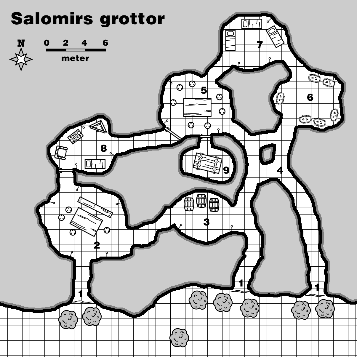 Salomirs grottor med beskrivning Jag har placerat ut mina föremål och skall nu förklara varför.