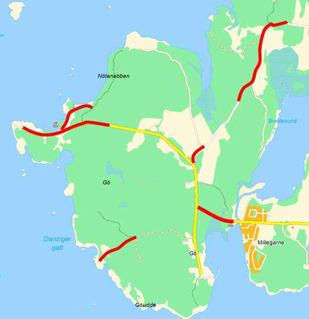 Lantmäteriet Sträckor (i röd