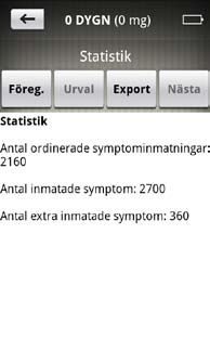3.1. Exportera statistik 5. Symtomutfall egenvalt symtom 1, exempelvis svettningar. 6. Symtomutfall egenvalt symtom 2, exempelvis värk. 7. Symtomutfall egenvalt symtom 3, exempelvis talsvårigheter. 8.