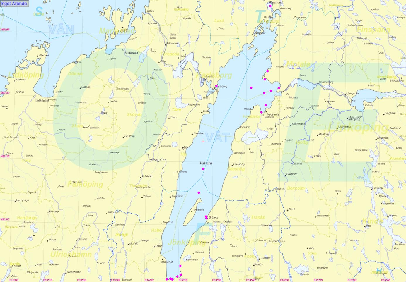 Vätterns SAR-område Karta : Vätterns SAR-område med