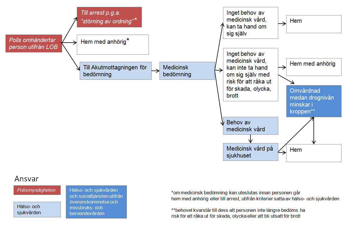 Tjänsteskrivelse Region Gotland RS 2015/510 2) Personen tas till arrest enligt LOB utifrån störning av ordning om personen inte bedöms vara i behov av medicinsk bedömning eller omvårdnad (utifrån