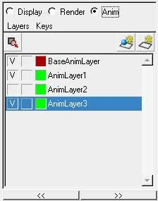 2.4 Animationslager Animationslager i Maya är ett mycket kraftfullt verktyg (figur3). Det gör tekniken att påverka, finslipa och ändra färdiga animationer mycket enklare.