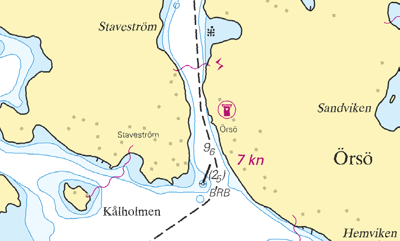 6 Insert Delete circular 3 m contour with depth 2,5 m underwater rock with depth 2,5 m a) 59-25,78N 18-35,12E the top of the shoal is marked with an isolated danger mark b) 59-25,78N 18-35,08E Delete