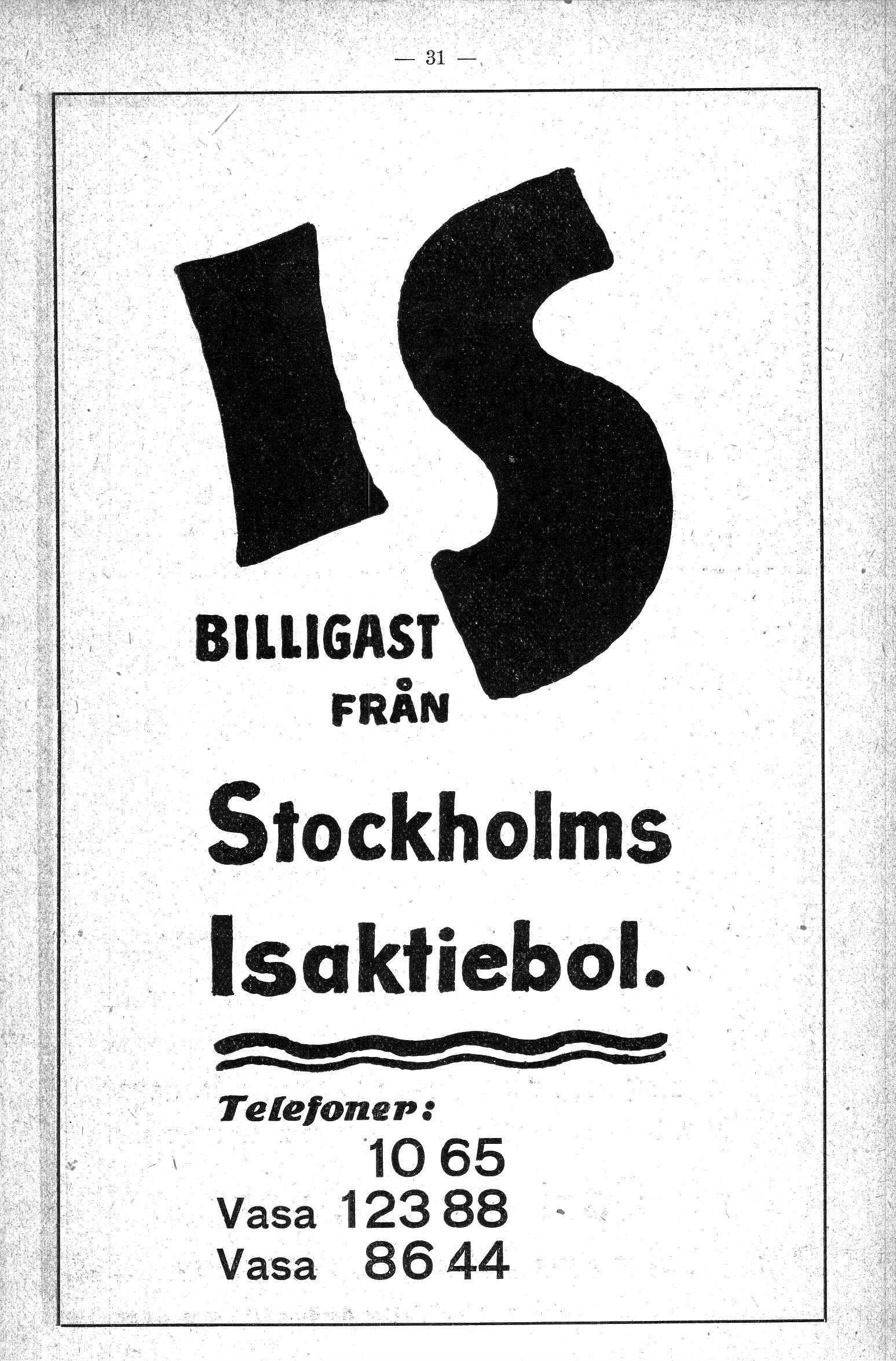 BILLIGAST o FRAN.Stockholms.Isaktiebol.
