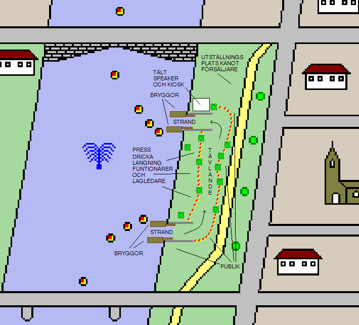 Lyft Samtliga tävlingsklasser innehåller lyft (se figur nedan). För tävlande i klass P/F -96/97 erbjuds bärhjälp (=en funktionär som håller i ena änden av kanoten).