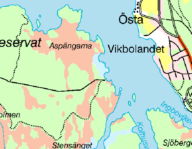 Område 8. Aspholmarna Inventeringsområde Nationalparksgräns W 200 0 200 S 400 Meters N E Tabell 8. Lavar och vedsvampar som påträffats i området.