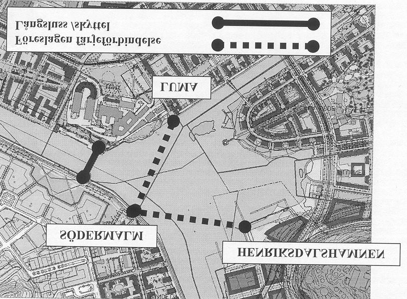 av Sjöstadsborna utan många skulle välja andra färdmedel, t.ex. bil för att komma över till Södermalm. Översiktskarta Färjetrafiken bör därför på vardagar dimensioneras för minst 6.