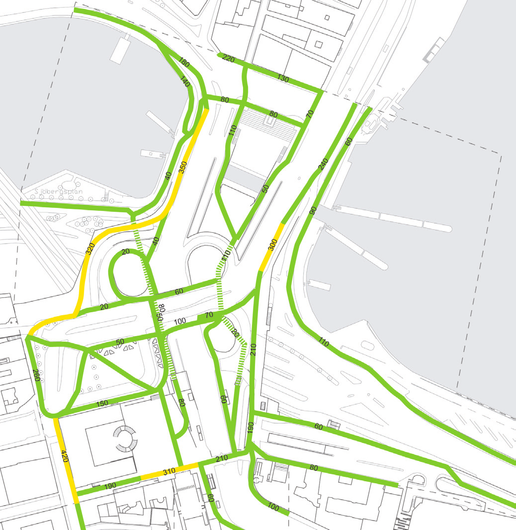 71 4 23 4 Slussen idag Stora mängder människor passerar Slussen varje dag, men huvudsakligen sker detta till och från kollektivtrafiken.