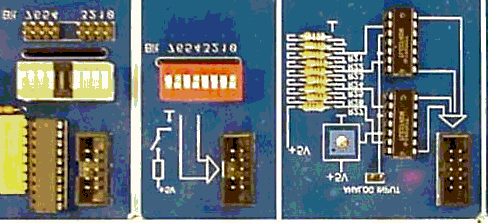 Analog/Digital omvandling ML4-kortets A/D-omvandlare är av typen FLASH-omvandlare. Ett schema över omvandlaren visas nedan. Du ställer in den analoga inspänningen genom att ändra potentiometern RP.