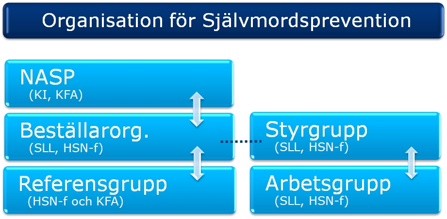 11 (13) Organisation inom Hälso- och sjukvårdsnämndens förvaltning Handlingsplan klar december 2009 NASP NASP (Nationell prevention av suicid och psykisk ohälsa) bildades 1993 som ett led i