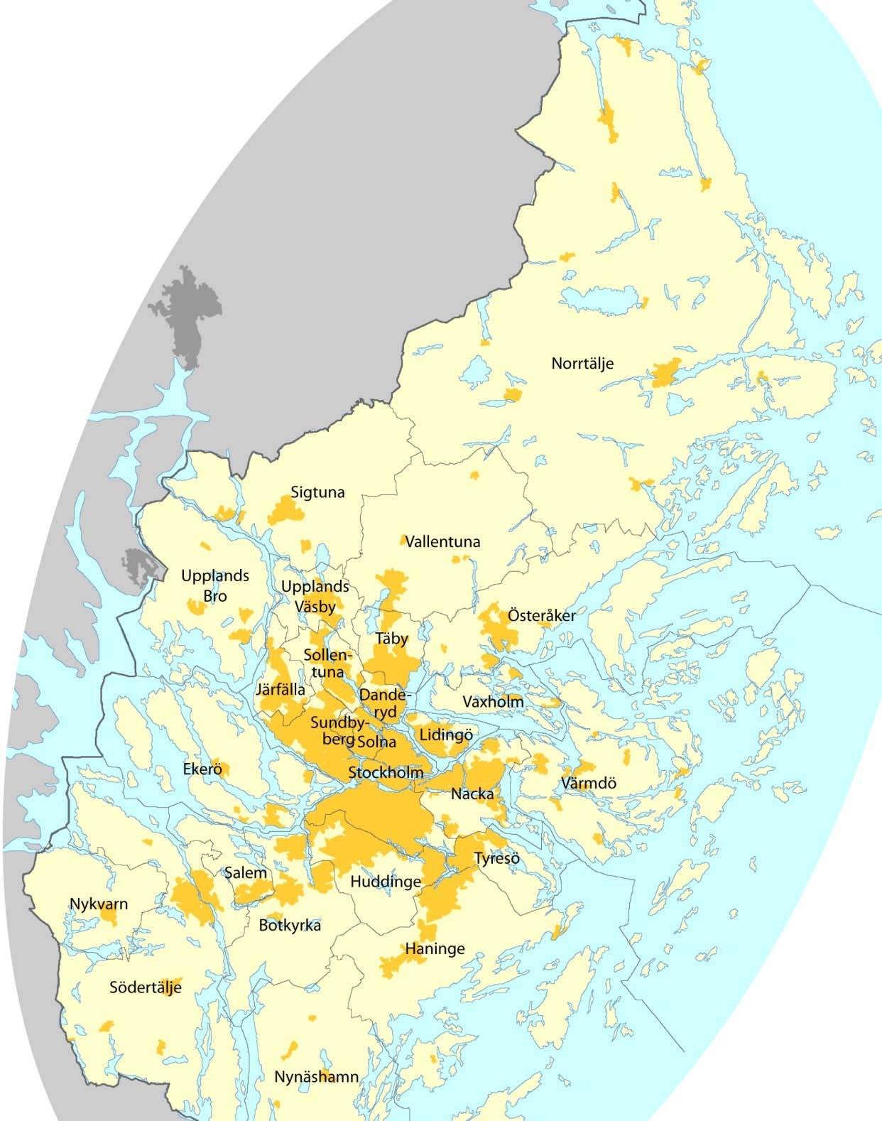 26 kommuner i Stockholms län Både stora och