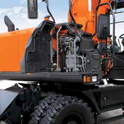 Snabba och bekväma lösningar för optimerad tillgänglighet Servicevänlig En rad praktiska funktioner integrerade i de nya ZAXIS modellerna är konstruerade för att göra livet lättare.