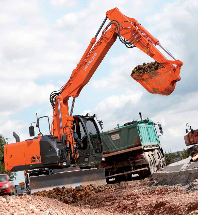 ZX140W-5 PRODUKTIVITET Nya ZAXIS hjulgrävare är byggd enligt de senaste EU-reglerna kring emissioner. Den omfattar många hållbara funktioner vilket minskar sin påverkan på miljön.
