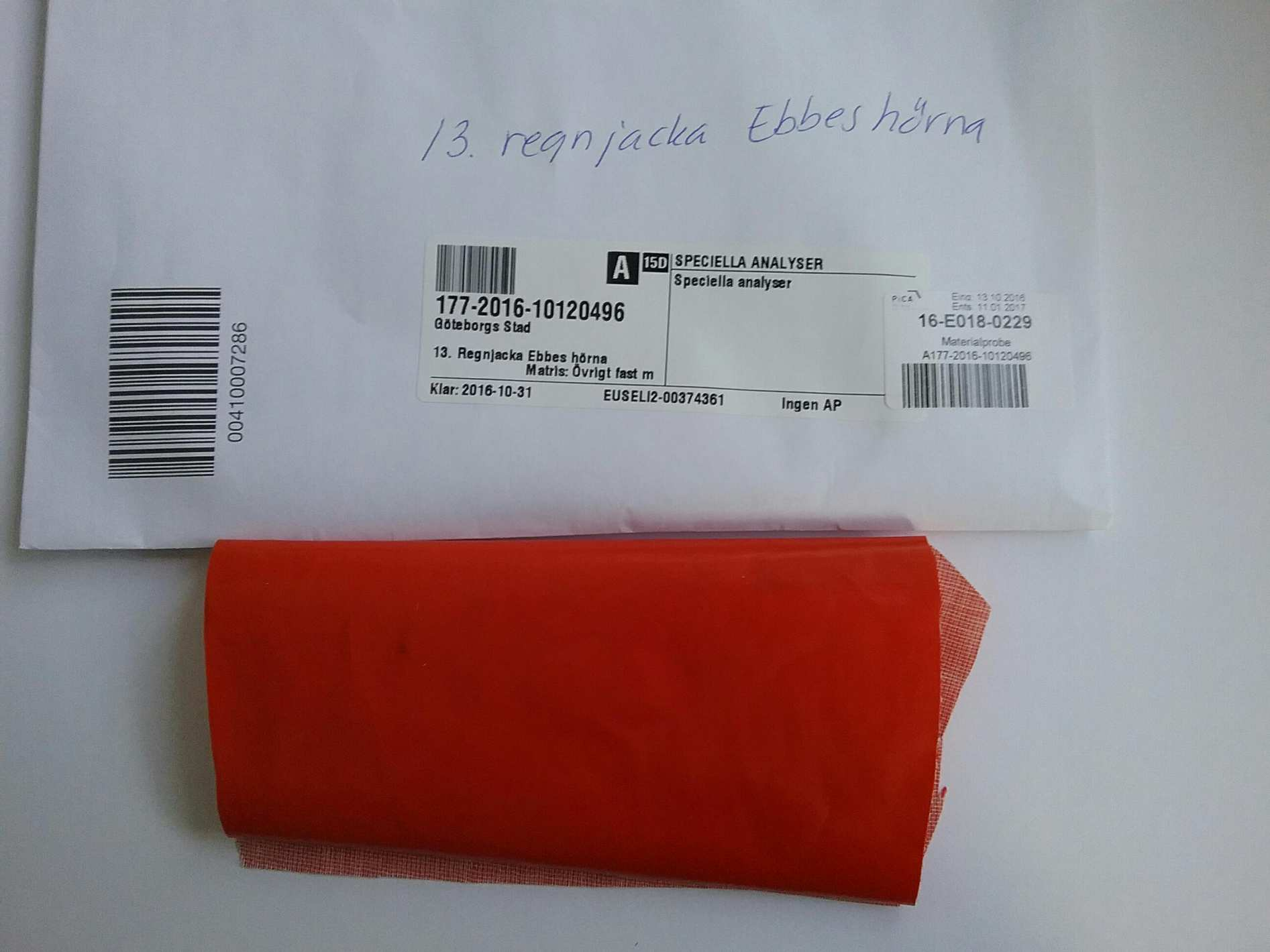 Test Report: total chlorinated paraffins test method: LA-GC-002.01 test result sample identification: A177-2016-10120496 13.