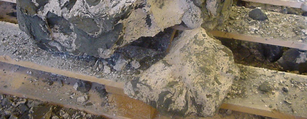 Figur 5. Del av hel pelare där bindemedlet inte blandats tillräckligt med leran.