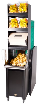 -5700116-036 Kompletta automater med överdel för potatis Komplett lyftsystem - inkluderar hiss, rullbord, plastpåshållare och överdel som består av tre justerbara hyllor.