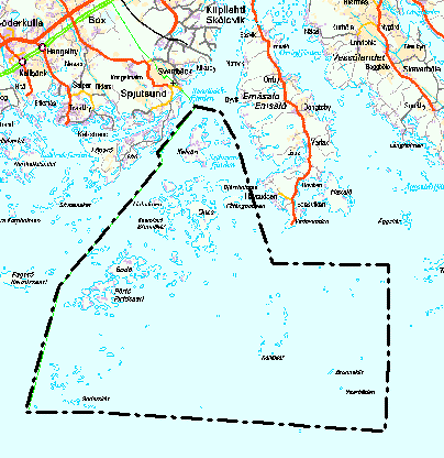 2 2 UTREDNINGSOMRÅDE Utredningsområdet består av Kalvön i Svartbäck by med närliggande holmar samt Onas by (bild 1). Onas skärgård ligger sydväst om Borgå stad. Området är cirka 23 920 ha stort.