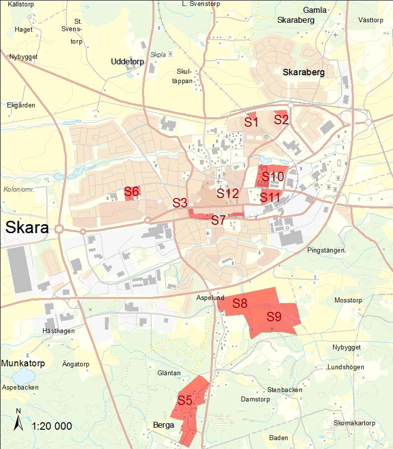 26 Karta: Framtida områden för bostäder - Skara tätort