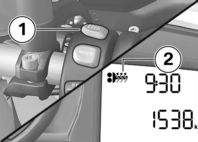 z Manövrering Nödströmbrytare 1 Nödströmbrytare a b Motorn avstängd Körläge OBS! Värmehandtagen ökar strömförbrukningen, vilket kan medföra att batteriet urladdas vid körning på låga varvtal.